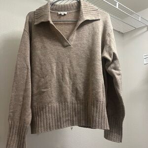 100 percent wool Lily Silk taupe Knit sweater